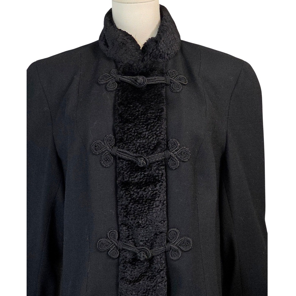 Lilli Ann Jacket Womens M Black Excellent Vintage Persian Lamb Fur Frog Closure - Picture 5 of 15